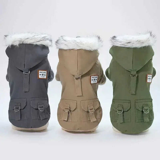 Cap dog coat Grey - cape dog coat front display