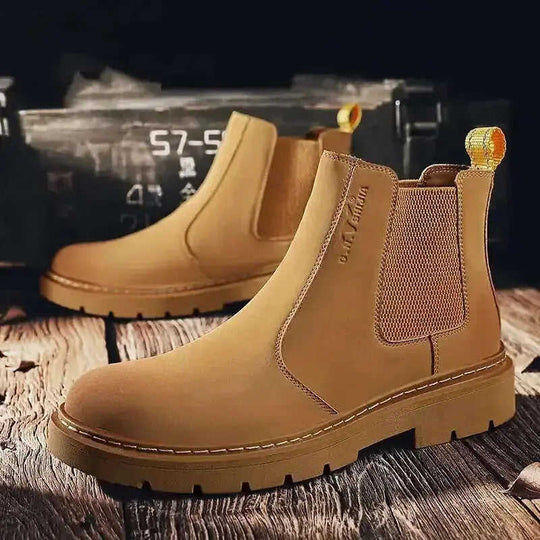 New Autumn And Winter British Style Rhubarb Worker Boot Thick Bottom High Top Smoke Pipe 41 - thick bottom high top boots ...