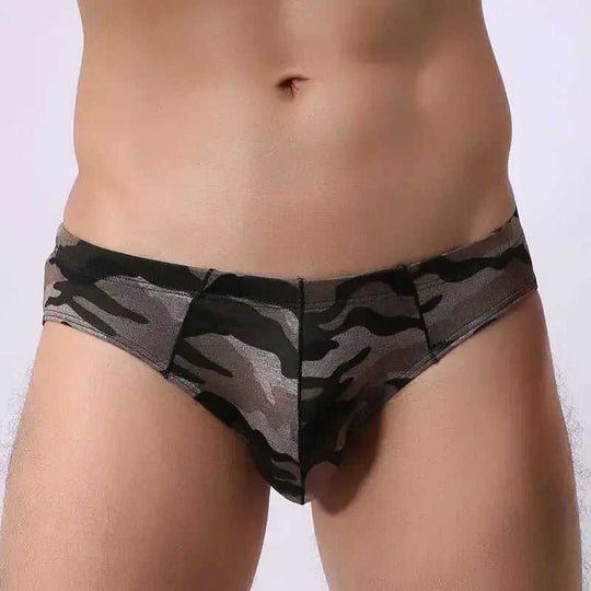Men's Nylon Camouflage Print Briefs Mid-Rise Triangle Underwear Meifu Market