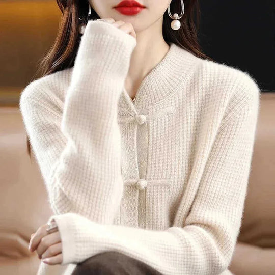 womens cashmere cardigan | chinese retro buckle cardigan | soft cashmere sweater | ultrasonic cleaning