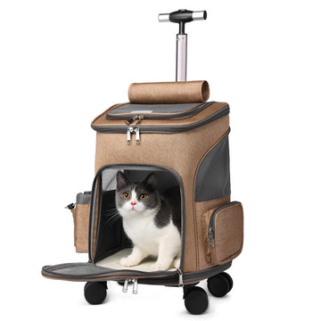 Portable Folding Trolley Pet Backpack Traveling Cat Backpack With Universal Wheel Trolley Pet Bag Meifu Market