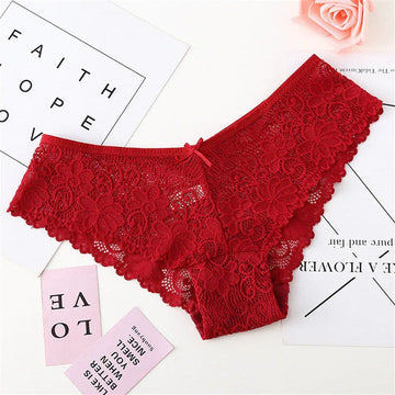 Underpants Women's Low-Waist Lace Sexy Hot Full Transparent Girl's Seamless Briefs Cover Buttocks Big Size Meifu Market