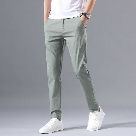 Men's Korean Slim Straight Casual Chinos | Cotton Blend Dress Pants - Meifu Market