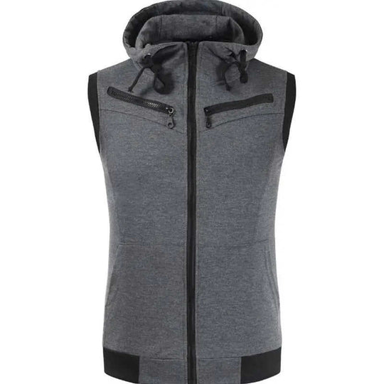 Men Camouflage Jacket Vest Casual Hooded Zip Sleeveless Tops L - lifestyle usage image