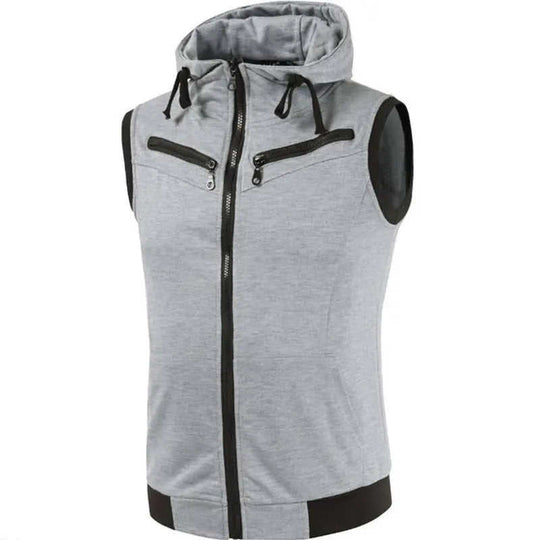 Men Camouflage Jacket Vest Casual Hooded Zip Sleeveless Tops L - men's reversible hooded camouflage vest jacket detail view