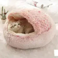 2 In 1 Dog And Cat Bed Pet Winter Bed Round Plush Warm Bed House Soft Long Plush Pets Bed Pet Products - winter 2 in 1 cat bed round warm pet bed house long plush dog