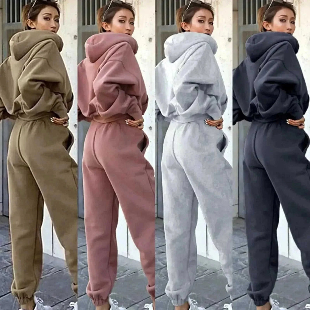 womens 2 piece tracksuit set | fleece lined hoodie and joggers | casual loungewear set | energy saving