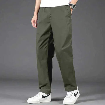 stretch cotton fabric | elastic waistband with drawstring | relaxed fit trousers | ultrasonic cleaning