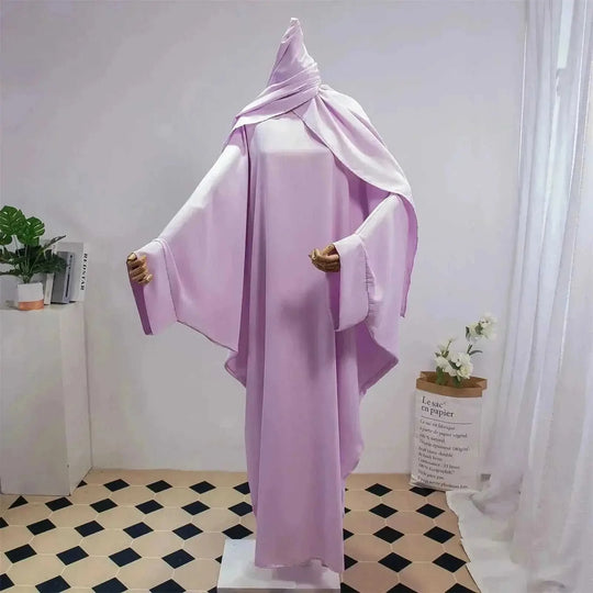 solid color abaya set | lightweight cotton robe | long sleeve maxi dress | ultrasonic cleaning