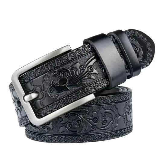 genuine leather belt for men | full grain cattlehide leather | heavy duty brass buckle | energy saving