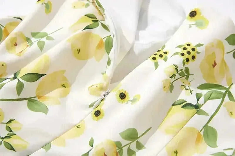 floral print dress | fishbone tube top | puff sleeve dress | energy saving