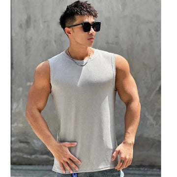 quick-dry fabric workout vest | breathable sleeveless training top | mens striped running tank top | ultrasonic cleaning