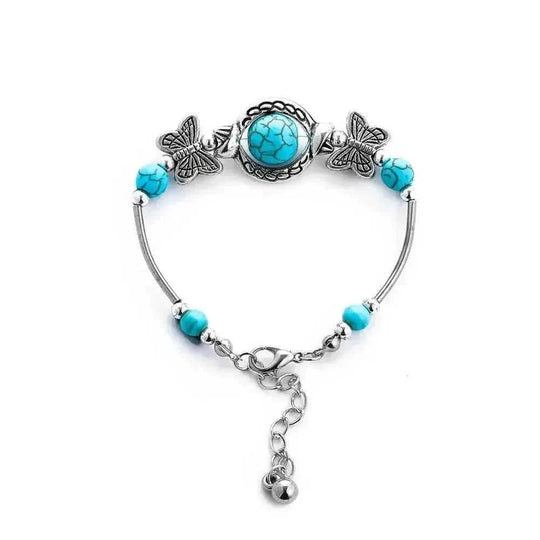 elastic turquoise bracelet | adjustable boho bangle | vintage tribal jewelry | ultrasonic cleaning