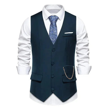 single-breasted vest | mens v-neck vest | solid color waistcoat | energy saving