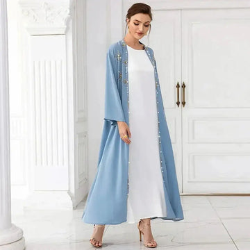 hand-stitched embroidery cardigan | lightweight travel kaftan gown | premium cotton long cardigan | energy saving