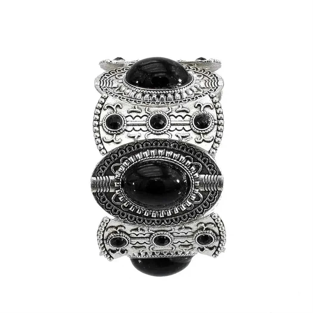 elastic turquoise bracelet | adjustable boho bangle | vintage tribal jewelry | energy saving