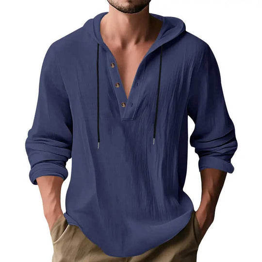 New Wish Cotton Linen Shirt Hooded Sweater Long Sleeve Hooded Casual Daily Clothing Dark Brown - available style options