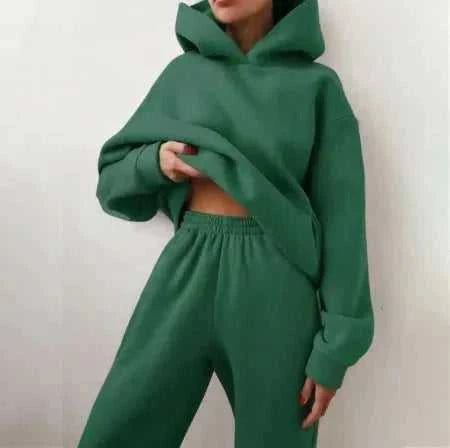 fleece-lined hoodie set | oversized hoodie and sweatpants set | loungewear two-piece outfit | ultrasonic cleaning