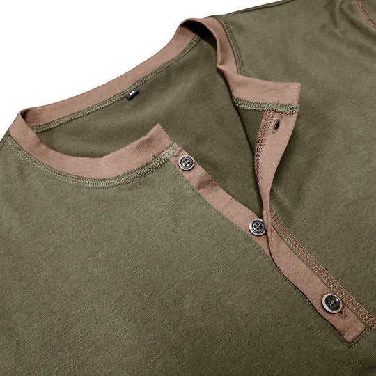 Fashion Short-sleeved Polo Shirt Summer Button V-neck T-shirt Tops Mens Clothing Dark Grey - side view showing details