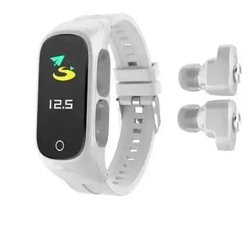 wireless earbuds integrated | stainless steel case | ip68 waterproof fitness tracker | energy saving