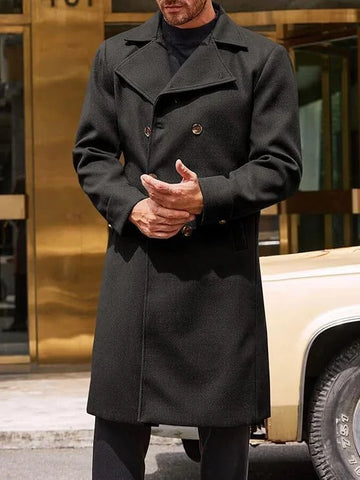 heavy wool blend coat | double-breasted trench coat | mens winter overcoat | energy saving