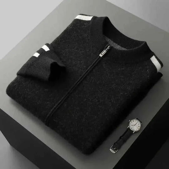 pure wool cardigan | half turtleneck sweater | four flat air layer | energy saving