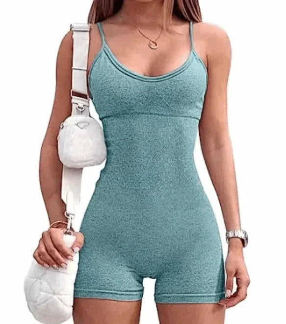 high-waisted yoga romper | moisture-wicking sportswear | seamless workout jumpsuit | energy saving
