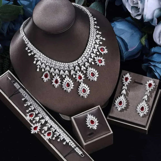 vintage cubic zirconia necklace set | bridal jewelry set with earrings | cz wedding necklace and earrings | ultrasonic cleani