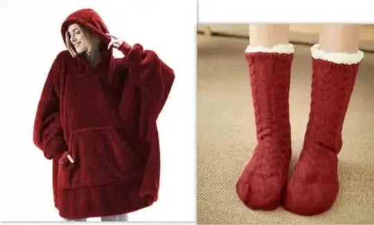 double-sided fleece hoodie | oversized pocket sweatshirt | wearable blanket hoodie | energy saving