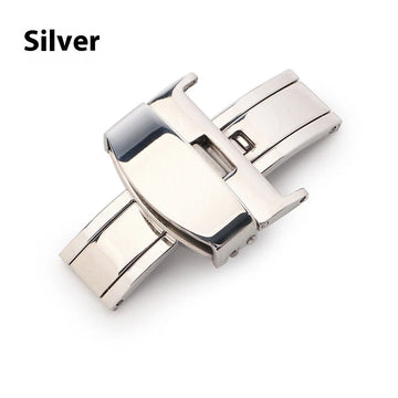 stainless-steel butterfly clasp | leather strap replacement | durable metal buckle | ultrasonic cleaning
