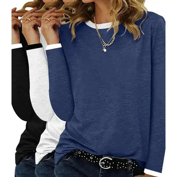 3 Pack Women's Long Sleeve T Shirts, Round Neck Basic Tops Fall Casual Trendy Tees Loose Fit Soft Clothes Outfits Meifu Market