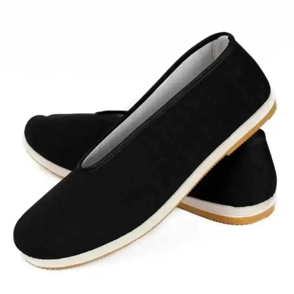 lightweight kung fu training shoes | mens tai chi practice footwear | breathable black cotton shoes | ultrasonic cleaning