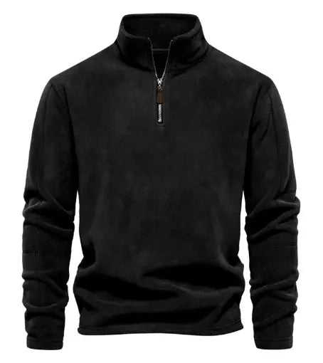 Fashion Personality Stand-collar Zippered Sweatshirt With Fleece Winter Casual Pullover Top Men's Clothing M - available s...