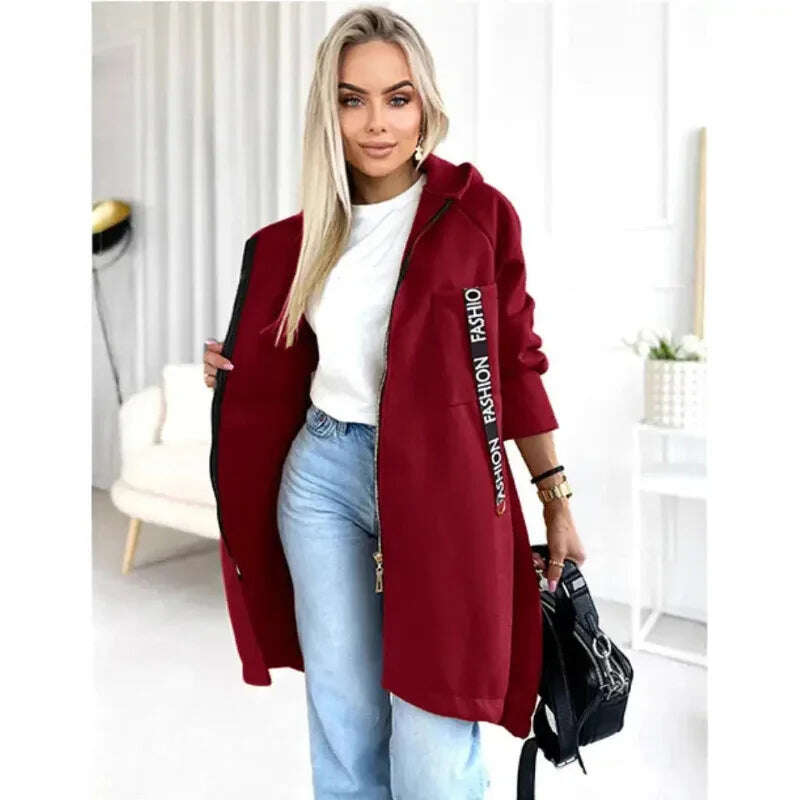 Women's Zip-Up Hoodie Brushed Fleece Jacket Long Sleeve Meifu Market