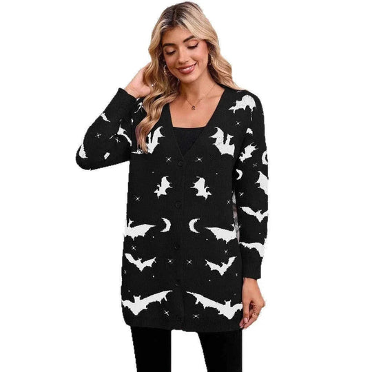 batwing sleeve sweater | oversized knit cardigan | jacquard knit coat | energy saving