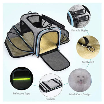 Carrier For Cat Pet Airline Approved Expandable Foldable Soft Dog Carrier Opened Doors Reflective Tapes Cat Travel Bag Meifu Market