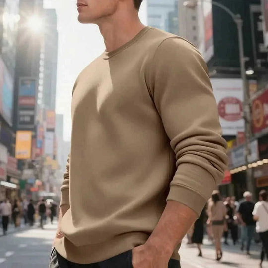 fleece-lined construction | loose fit sweater | cotton blend material | ultrasonic cleaning