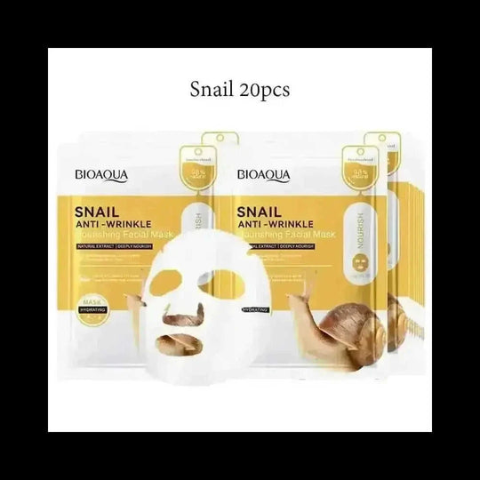 20pcs BIOAQUA Snail Hyaluronic Acid Face Mask skincare Moisturizing Anti Wrinkle Whitening Facial Masks Face Skin Care...