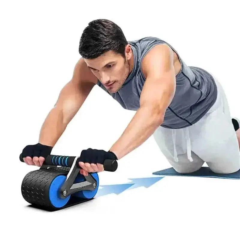 automatic rebound ab wheel | double wheel abdominal roller | stainless steel ab exerciser | energy saving