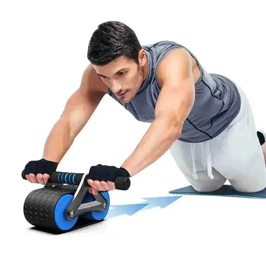 automatic rebound ab wheel | double wheel abdominal roller | stainless steel ab exerciser | energy saving