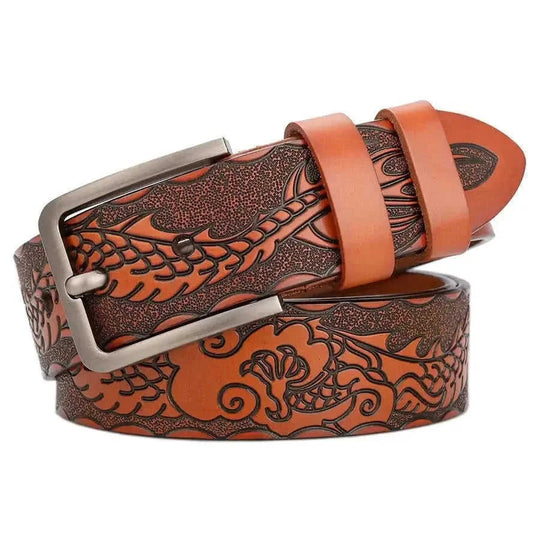genuine leather belt for men | full grain cattlehide leather | heavy duty brass buckle | ultrasonic cleaning
