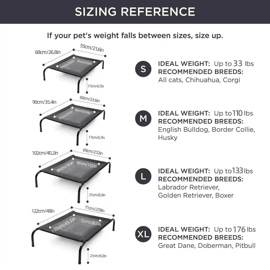 elevated dog bed for camping | heavy-duty aluminum frame dog cot | extra large portable dog bed | ultrasonic cleaning