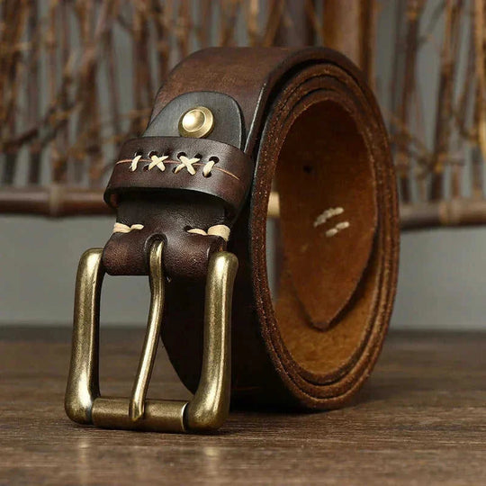 premium cow leather belt | vintage washed-out jeans belt | first layer leather construction | energy saving