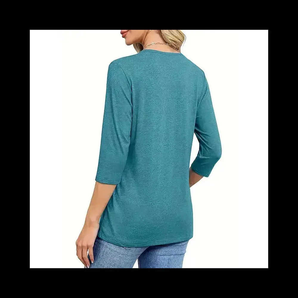 3 Pack 3 4 Sleeve Shirts For Women V Neck T Shirt Fall Casual Tops Basic Base Layer Undershirts Tees - lifestyle...