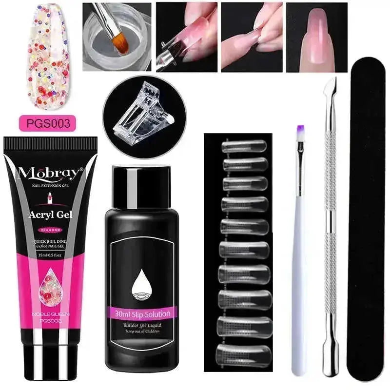 crystal nail extension kit | professional nail art set | acrylic nail forms set | ultrasonic cleaning