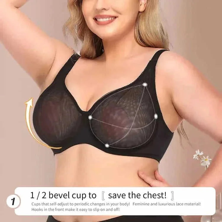 plus size sheer underwire bra | ultra-thin mesh lingerie set | wireless t-shirt bra for women | energy saving
