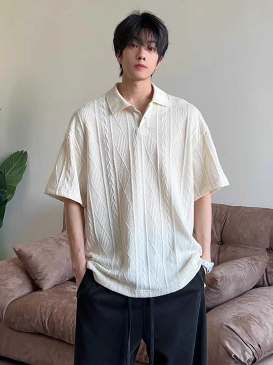 Wheat Ear Jacquard Polo — Men's Relaxed Knit Summer Shirt
