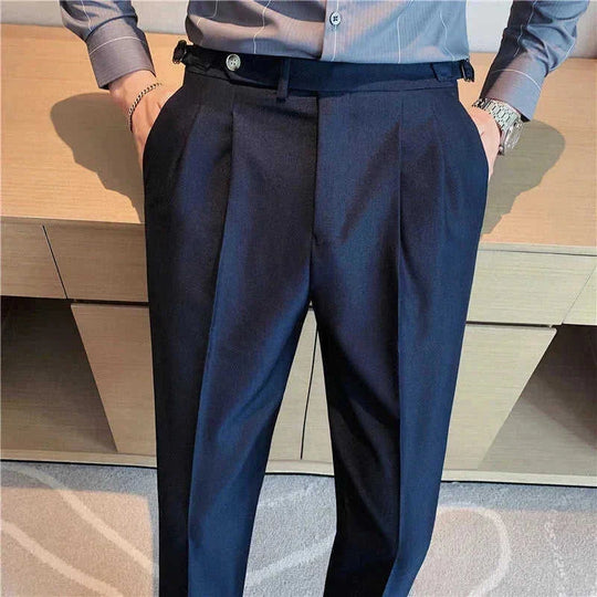 thin draping belt pants | elastic waistband trousers | lightweight fabric pants | energy saving