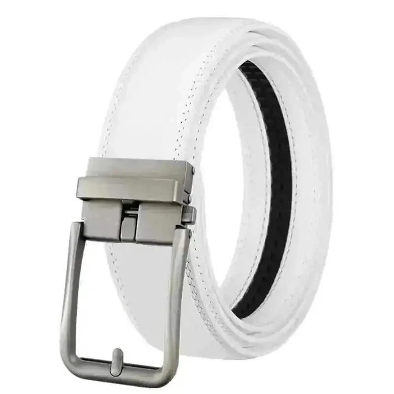 genuine leather belt | automatic buckle mechanism | stainless steel buckle | energy saving