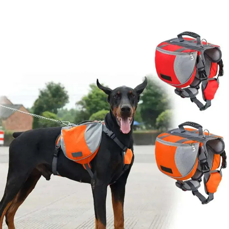 Dog Hiking Pack S - angle view with dog hiking pack nz features